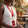 DST Red Canvas Lanyard ID Badge Clip Women