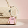 Keychain Pink White Stripe COCO Shirt Pearl Clip
