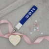 ZPB Blue Canvas Embroidered Wristlet Strap Clip