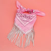 Pink and White Bandana Bling Fringe Necklace
