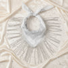 Necklace White Bandana Bling Fringe Scarf