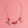 Red White Pearl DST Necklace|17 + 3 inches