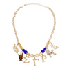 Blue Gold Glass Bead Sigma Necklace SGHRO