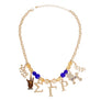 Blue Gold Glass Bead Sigma Necklace SGHRO