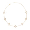 Necklace Gold White Quatrefoil Clover 7 Motifs