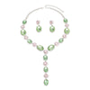 AKA Sorority Formal Pink Green Crystal Y Necklace