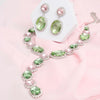 AKA Sorority Formal Pink Green Crystal Y Necklace