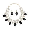 Formal Brilliant Black Teardrop Crystal Necklace
