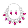 Formal Brilliant Fuchsia Teardrop Crystal Necklace