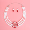 Pearl Necklace Red White Delta Soror Set