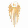 Necklace Gold Chain Long Drop Fringe Bib Set Women