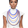 SGRHO Sorority Blue/Purple Gold Pearl Long 7 Row Necklace