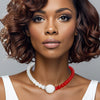 DST Sorority Red White Pearl Glass Bead Necklace