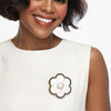 Brooch White Camellia Flower Gold Pin for Women