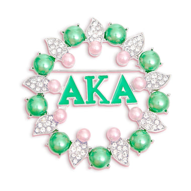 AKA Brooch Pink Green AKA Pearl Pin