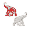 Silver and Red Full Elephant Brooch