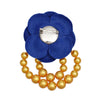 Blue Flower Draped Pearls Brooch
