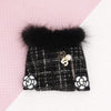 Brooch Black Tweed Fur Collar Sweater Camellia