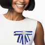 ZPB Sorority Blue White Bow Tie Style Brooch