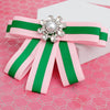 Pink Green Bow Tie Style Brooch