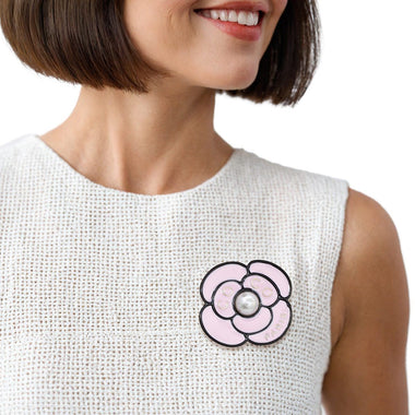 Brooch Pink Paris Coco Flower Pearl Couture Pin
