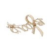 Breast Cancer Gold Bloom Pink Ribbon Brooch Pin