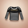 Brooch Hair Clip Black White Stripe COCO Shirt Pin