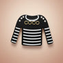 Brooch Hair Clip Black White Stripe COCO Shirt Pin