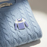 Brooch Hair Clip White Blue Stripe COCO Shirt Pin