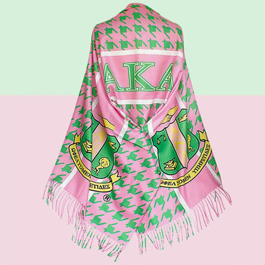AKA Pink Green Houndstooth Fashion Shawl Scarf