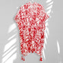 DST Sorority Red White ColorBlock Swirl Kimono