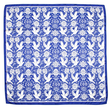 ZPB Blue and White Dove Square Sorority Scarf