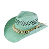 Sea Shell Hat Band Cowboy Straw Hat Western-Inspired Summer Sun Hat for Beach, Festivals, and Outdoor Adventures