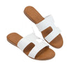 Chic Cutout Detail Flat Slide Sandals Stylish White Slip-On Summer Shoes for Casual, Beach, and Everyday Wear