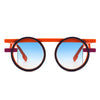 Sunglasses Orange Round Futuristic Double Frame