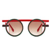 Sunglasses Red Green Round Futuristic Double Frame