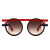 Sunglasses Red Round Futuristic Double Frame