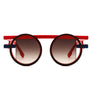 Sunglasses Red Round Futuristic Double Frame