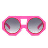 Sunglasses Pink Geometric Chunky Round for Women