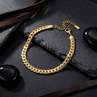 Anklet 6.5mm Gold 18K Steel Herringbone Chain