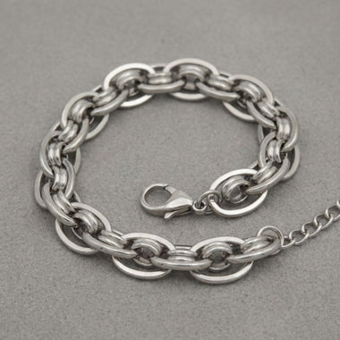 8mm Silver Stainless Steel Handmade Chain Bracelet