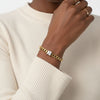 Gold 18K Steel Princess CZ Cuban Chain Bracelet