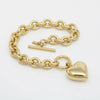 Gold 18K Steel Toggle Heart Rolo Chain Bracelet