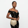 Clutch Gold Rhinestone Fringe Heart Hardcase Bag
