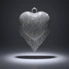 Clutch Silver Rhinestone Fringe Heart Hardcase Bag