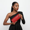Clutch XLong Red Rhinestone Flap Evening Bag