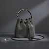 Bucket Bag Black Rhinestone Mesh Crystal Clutch