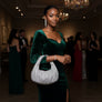 Clutch Premium Silver Rhinestone Mesh Hobo Bag
