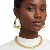 Hoop 18K Gold Steel Trapezoid Thick Earrings
