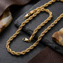 Mens 20in 8mm Gold 18K Stainless Steel Rope Chain